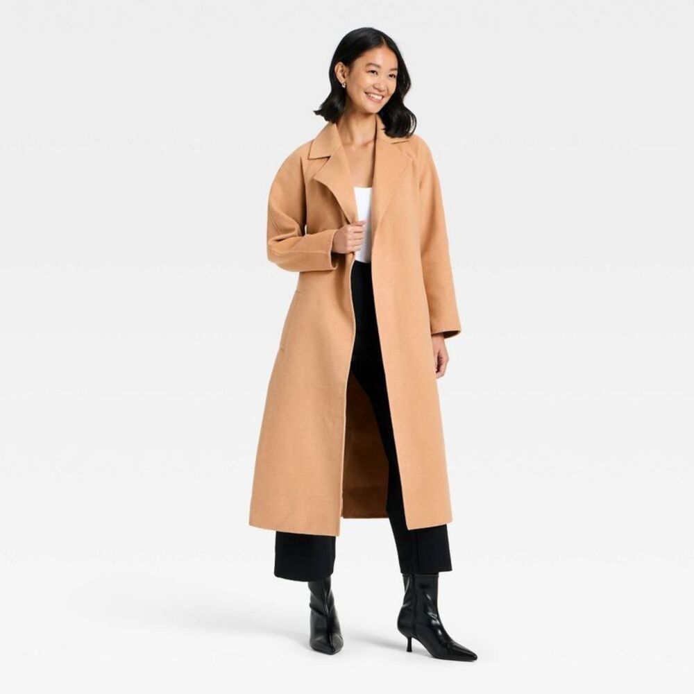 Women's Double Faced Wrap Coat - A New Day Camel XL - Picture 3 of 3